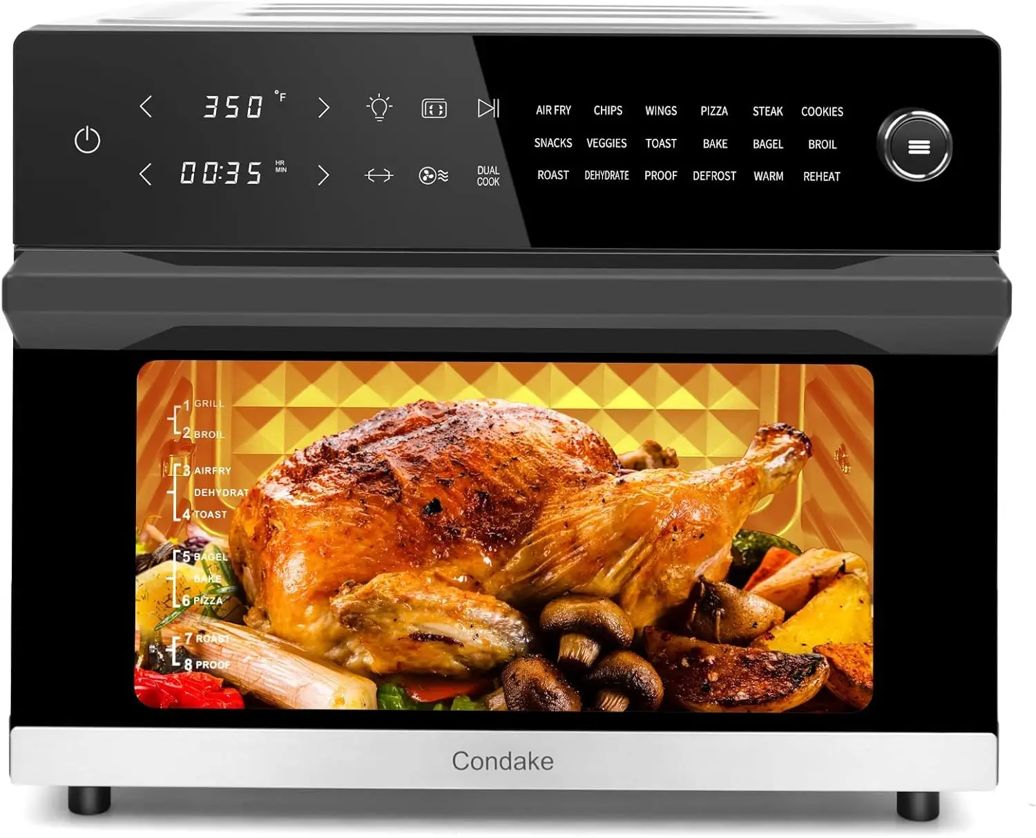 Rotisserie 18-in-1 Convection Oven Countertop Digital Airfryer for Bake Broil Pizza