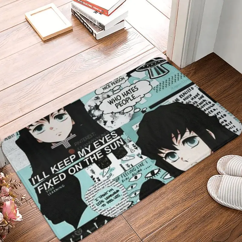 Custom Anime Demon Slayer Doormat Entrance Bathroom Kitchen Door Floor Mats Muichiro Tokito Kimetsu No Yaiba Garden Carpet Rug