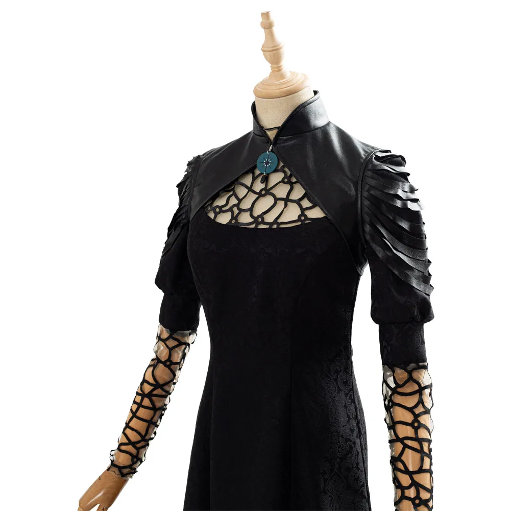 Yennefer cosplay traje preto vestido longo colar roupa adulto roleplay halloween carnaval festa terno para as meninas femininas vestir-se