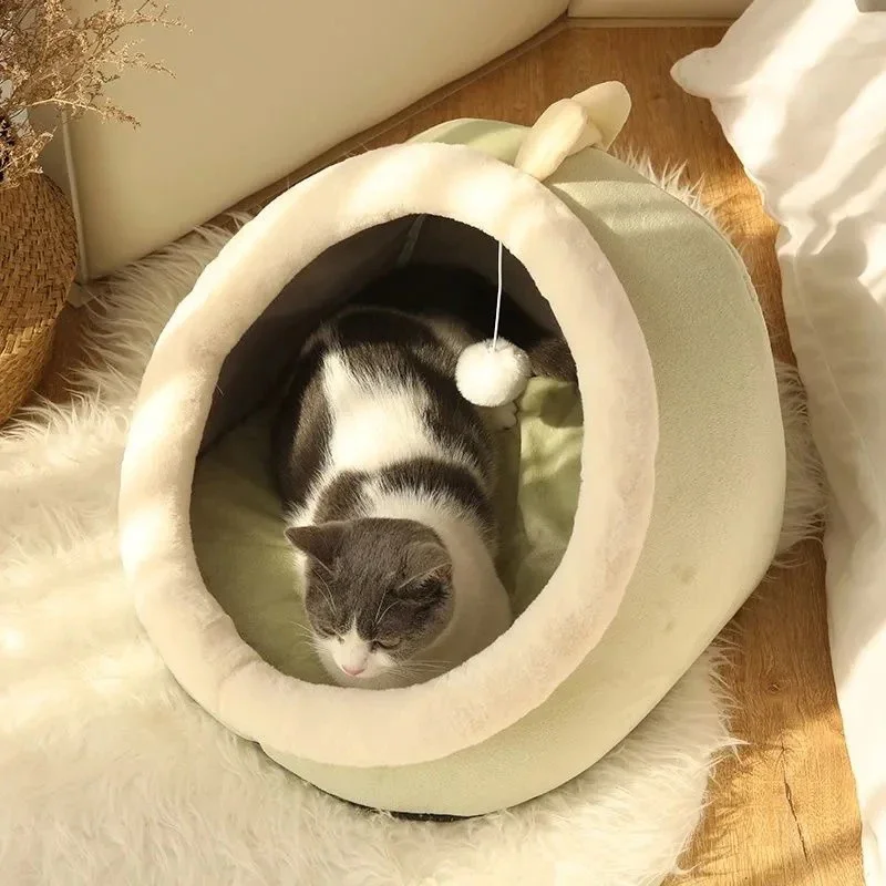 Winter Warm Cozy Cat Bed Pet Basket Kitten Lounger Cushion Cat House Soft Comfortable Dog Mat Bed Pet Accessories Cats Tunnel