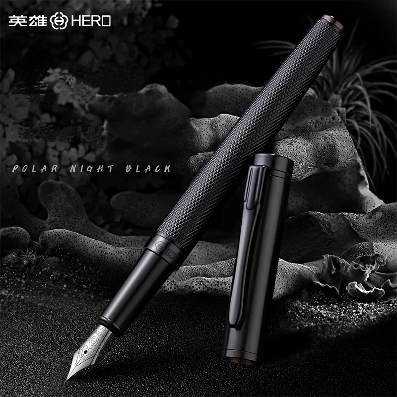 Pluma estilográfica samurái negra de alta calidad, bosque negro, excelente punta de titanio, suministros escolares de oficina, bolígrafos de tinta suave para escribir