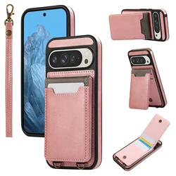 Custodia a portafoglio in pelle antiurto per porta carte di credito per Google Pixel 9 Pro XL 8pro Flip Kickstand Cover per telefono Fundas con cordino