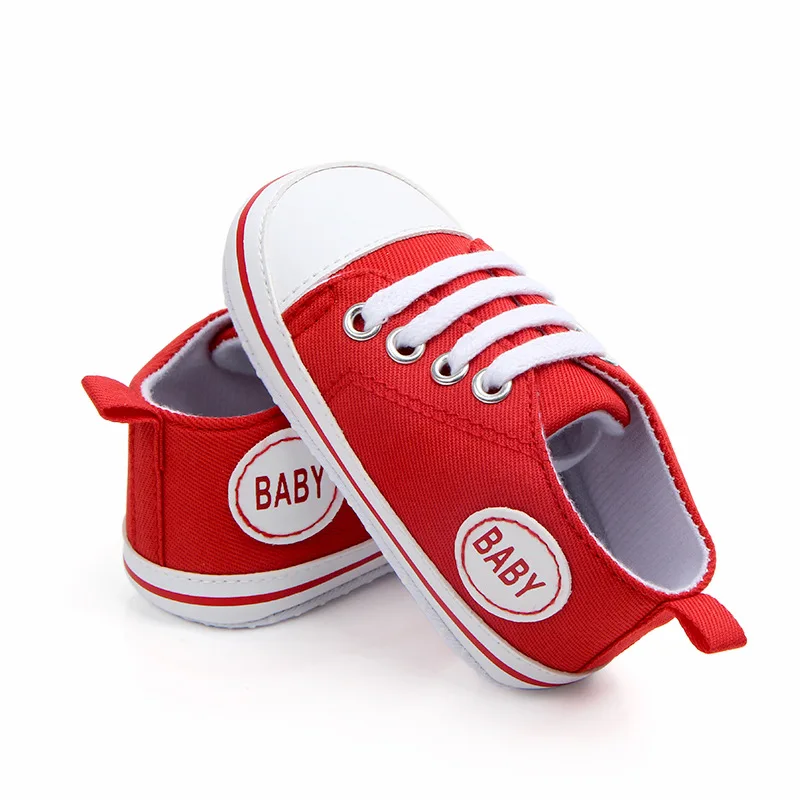 

Baby Girls Boys Canvas Shoes Soft Sole First Walkers Sneaker Infant Lace-up Anti-slip Flat Shoes