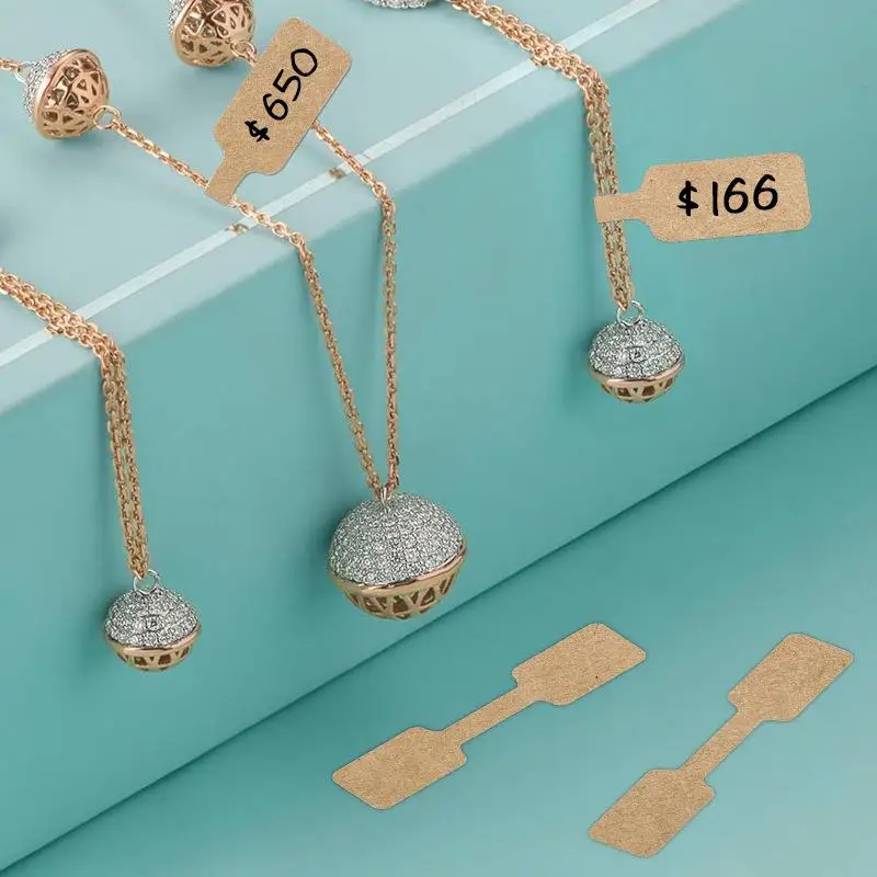 500PCS Roll Self Adhesive Blank Jewelry Price Tag Stickers Kraft Paper White Label Rings Necklaces Earrings Jewelry Accessories