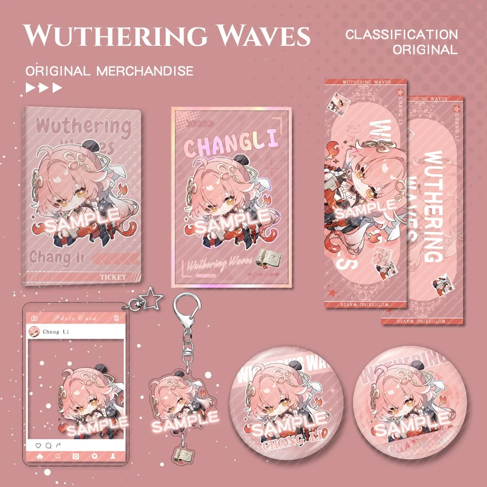 Wuthering Waves New Keychain Chang Li Series Set Cute Cartoon Anime Game Pendant Anime Backpack Jewelry Badge Friend Gift
