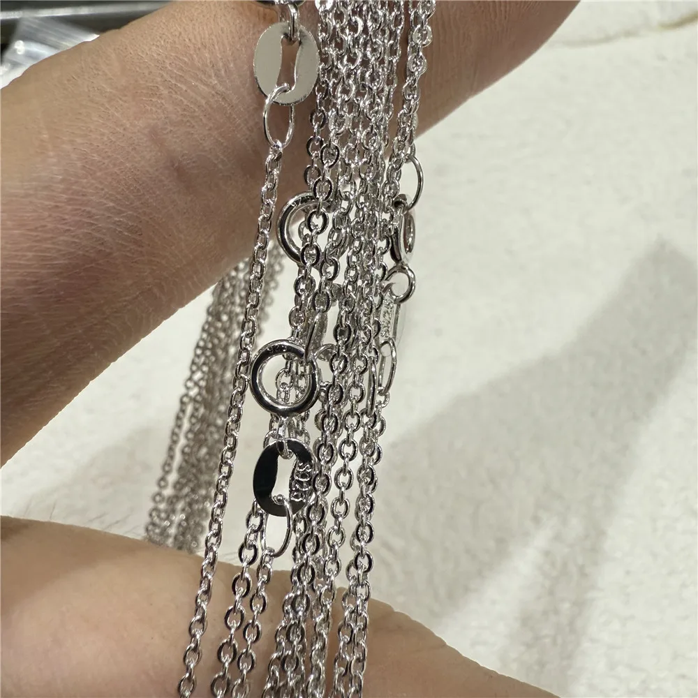 

Silver plated Classic Basic Chain Circular spring Clasp Adjustable Necklace Chain Fashion Jewelry for Women