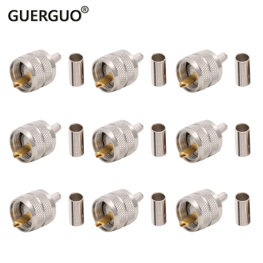 1PC PL259 UHF Male Connector Solcering Crimp 50Ohm Adapter 50-3 GPRS LMR195 RG142 RG58 RG400 RG223  RF Coaxial connectors