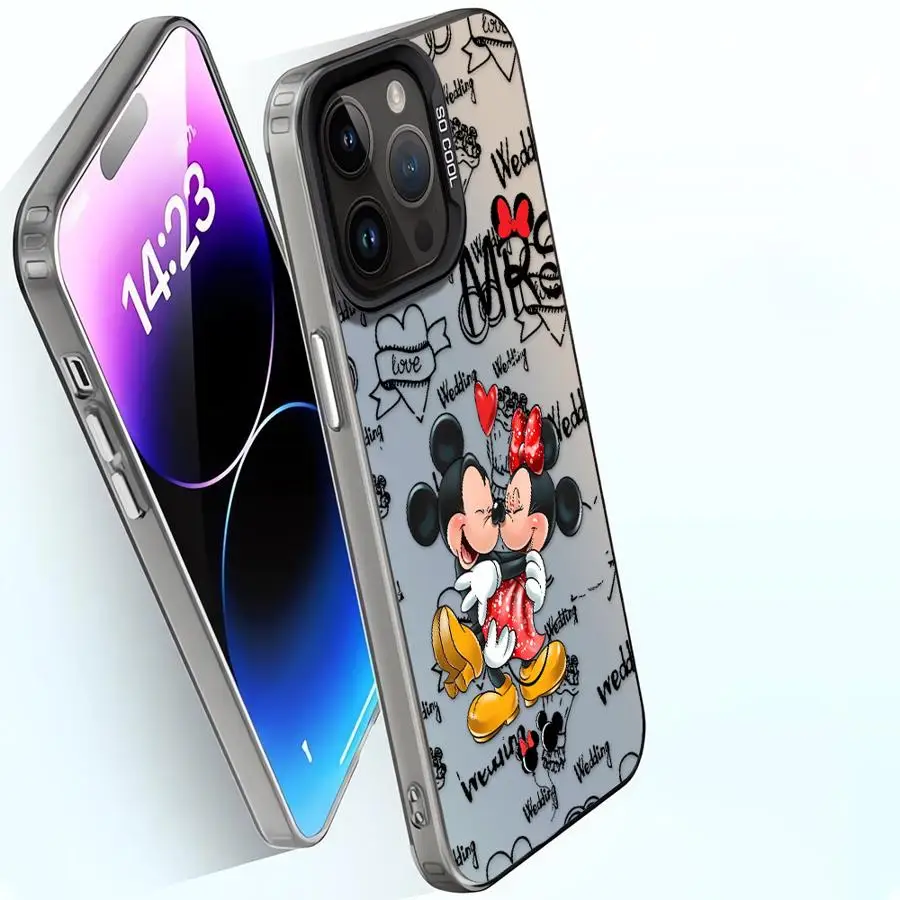 حافظة هاتف بغطاء ناعم لهاتف آيفون 16e 14 15 16 Plus 11 12 13 Pro Max Disney Love ميكي ميني
