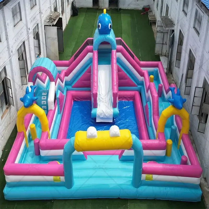 Bounce House Water Slide Inflatable Water Park PVC Factory Price Commercial Giant Jumping Castle Slide UV Protection
