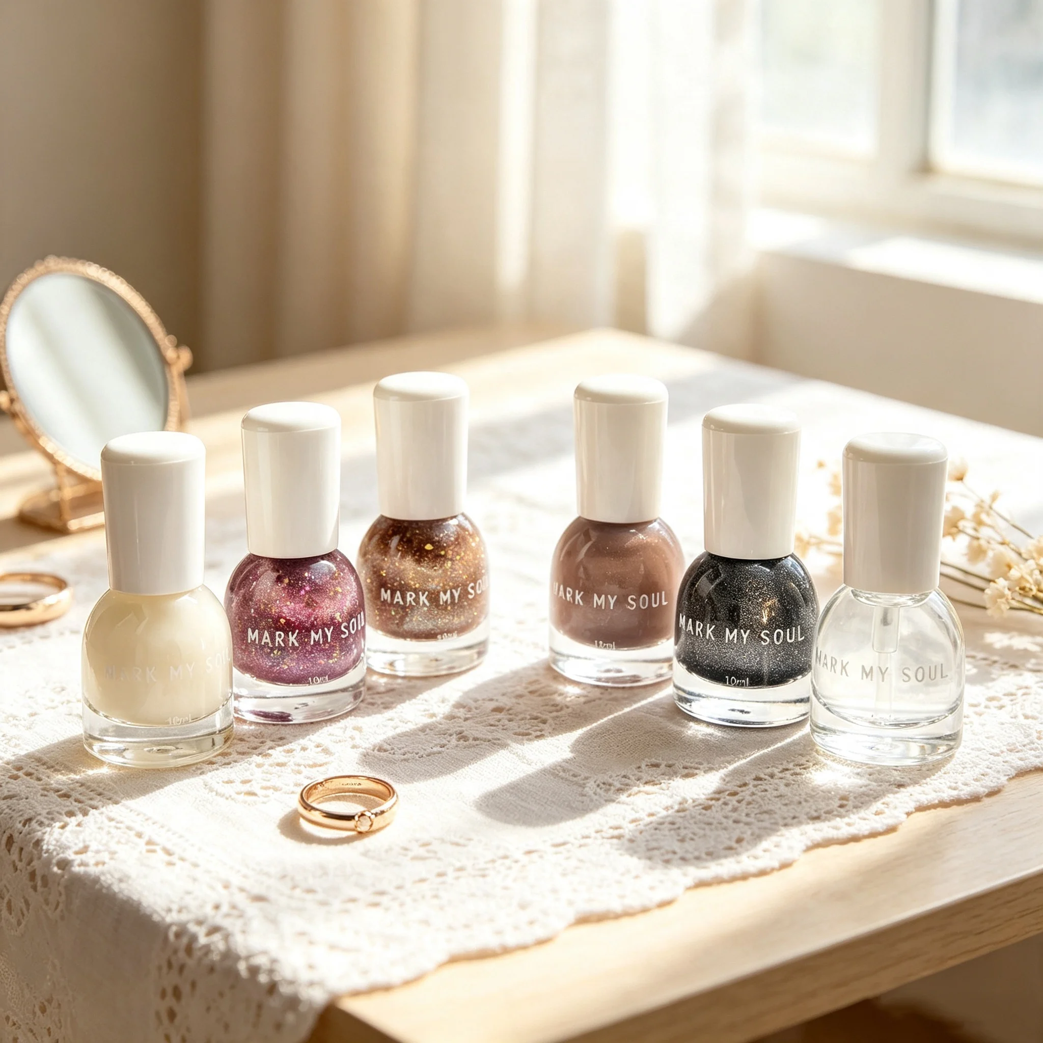 6 Pieces Cool & Warm Diamond Galaxy Cat Eye, MARK MY SOUL No UV Lamp Cat Eye Nail Polish Set, 4 Cat Eye Polishes S114/S128/S136/