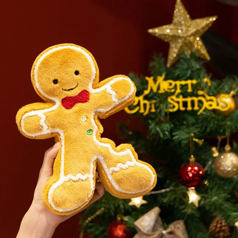 17-40cm Cartoon Creative Gingerbread Plush Doll Pentant Piece Bite Biscute Cookie Plush Toy Home Decor Christmas Gift For Kids