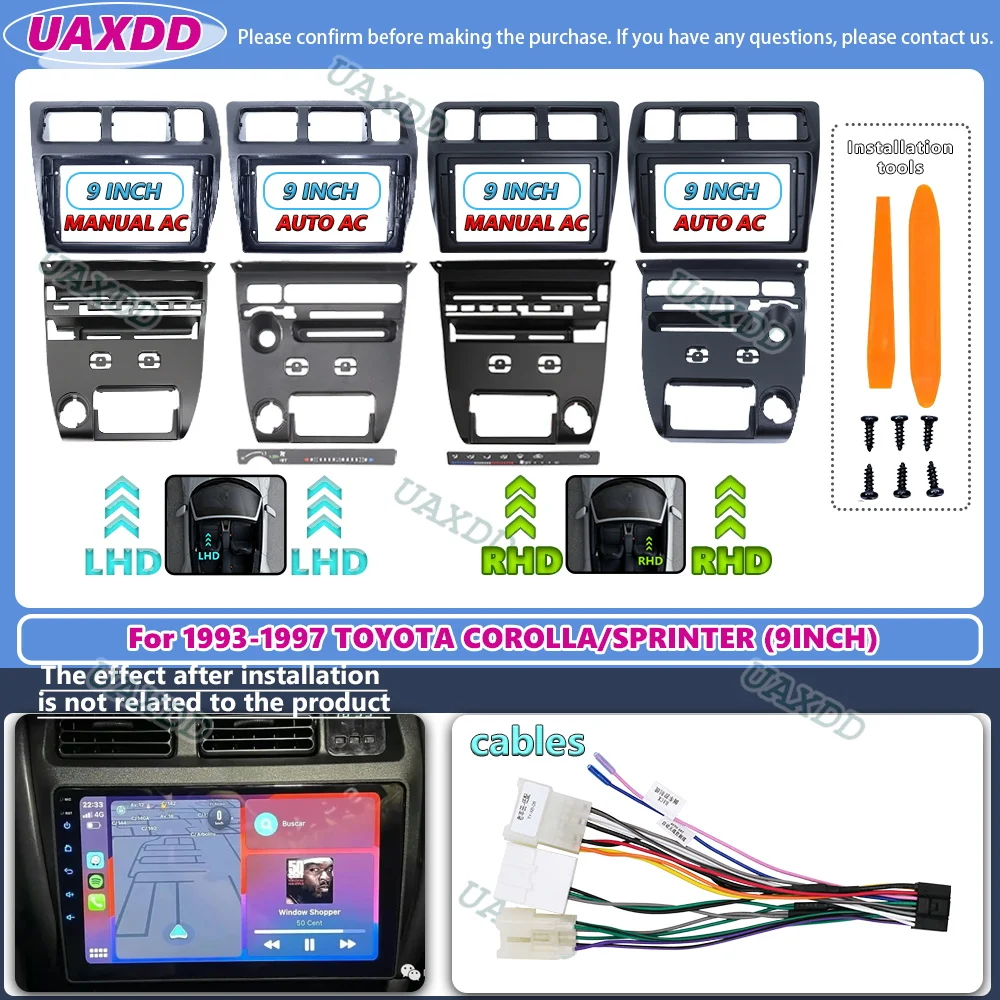 

Fascia dautoradio For Toyota COROLLA SPRINTER 9INCH lecteur tableau bord audio montage cadre stereo adaptateur cable 1993-1997