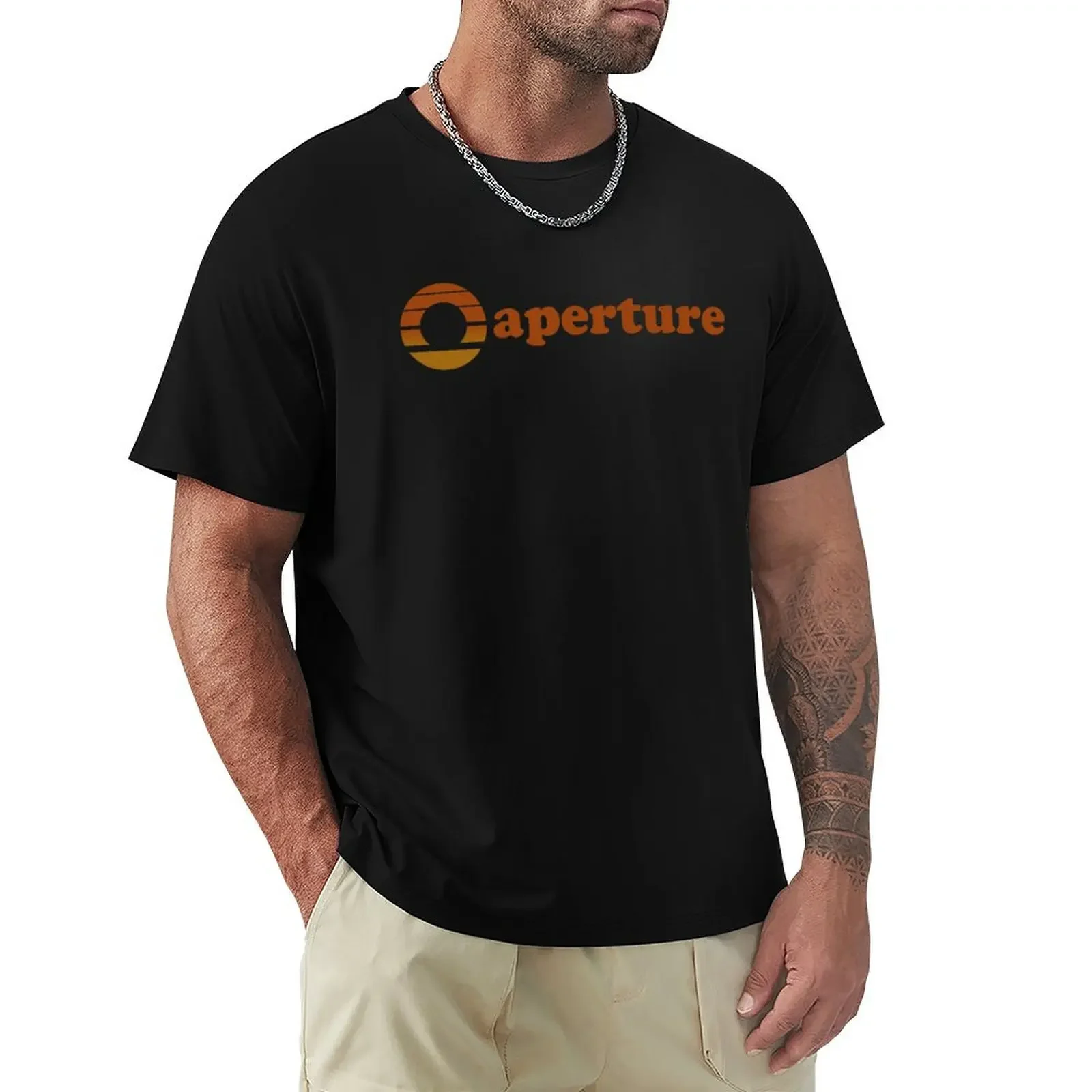 Aperture Science Innovators logo 1970s T-Shirt vintage graphic tee summer clothes Short sleeve tee mens t shirts top quality