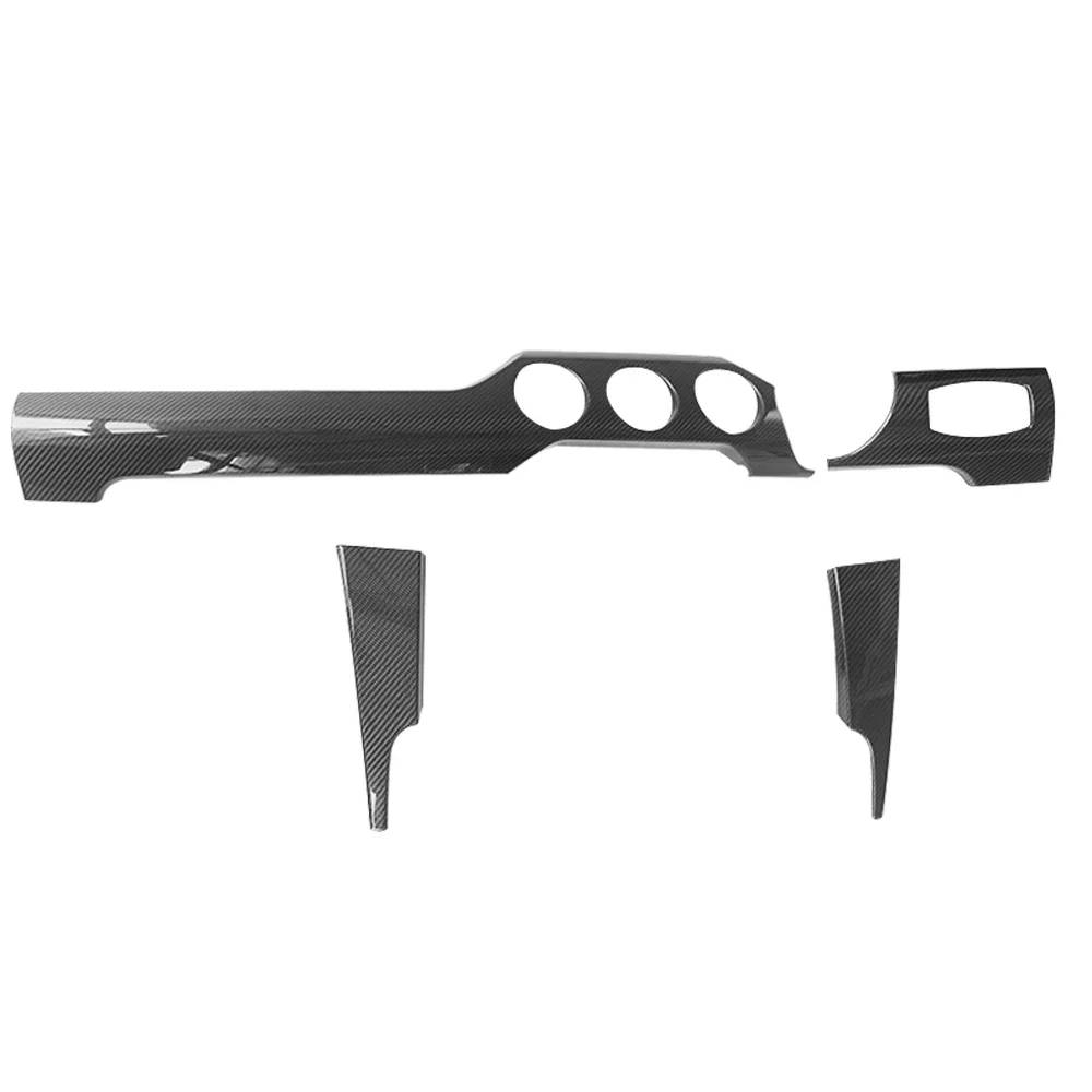 4PCS Real Carbon Fiber Dashboard Trim Console Panel Molding Dash Cover for Ford Mustang RHD 2015-2022 Car Interior Upgrade