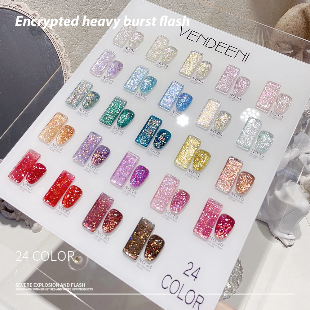 Vendeeni-esmalte en Gel para uñas, barniz brillante de alta densidad, 24 colores