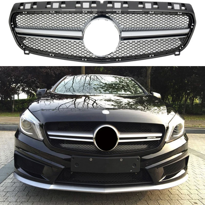 2013-2015 Year For Mercedes Benz W176 A-Class A180 A200 A250 A45 AMG Front Grille Silver/Black Upper Bumper Hood Mesh Grill