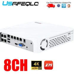 Grabadora de vídeo en red POE NVR de 8 canales, 4K, compatible con cámaras IP de hasta 8x8MP/4K, alimentación de 8 canales sobre Ethernet, Cara de coche humano