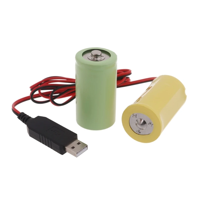 Universal LR20 D Batterie-Eliminatoren USB-betriebenes Kabel ersetzen 2 Stück 1,5 V D-Batterie für Spielzeug-Controller-Taschenlampe