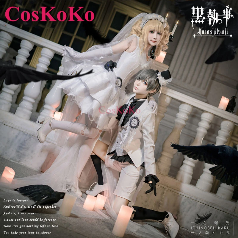 

CosKoKo Ciel Phantomhive/Elizabeth Cosplay Black Butler Costume Lolita Wedding Dress Formal Uniform Party Role Play Clothing