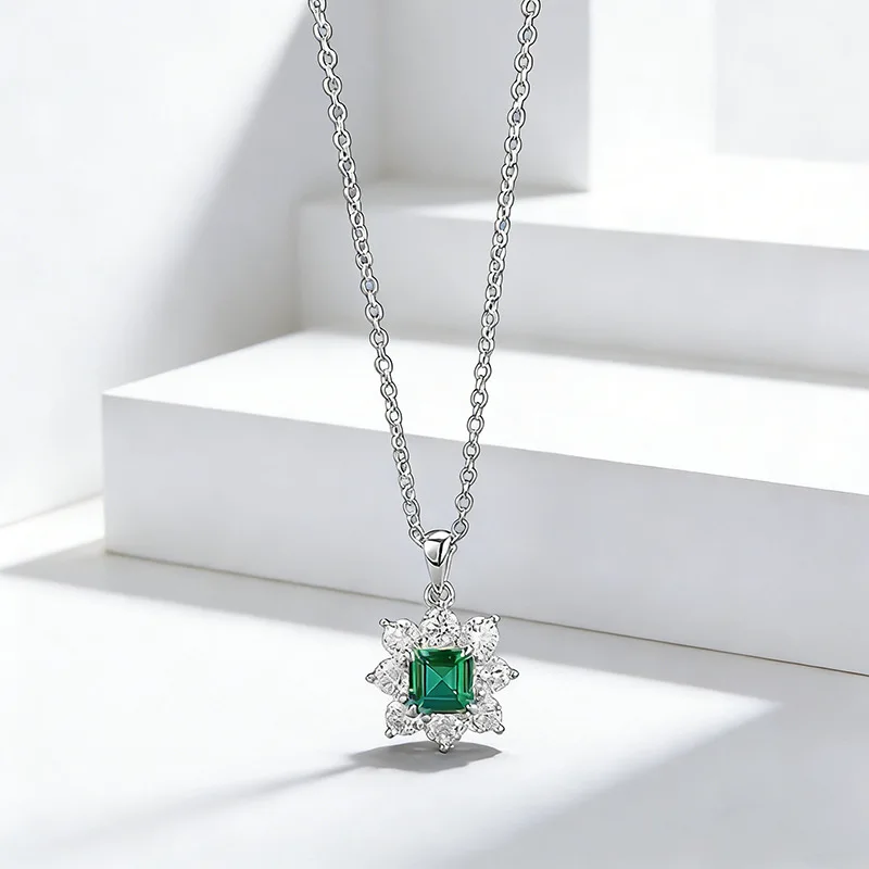 

Luxury 5x5mm High Carbon Diamonds Adjustable Necklace Pendants for Women -925 Sterling Silver Wedding Engagement Jewelry Gift