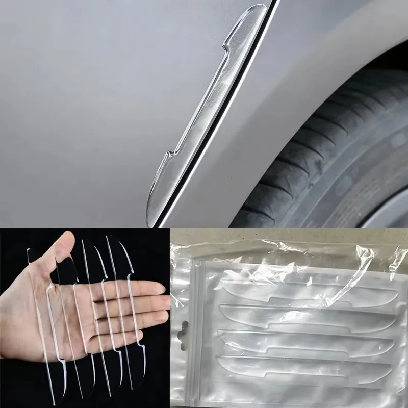 4-24Pcs Car Door Transparent Anti-Collision Protector Bar Stickers Side Edge Protection Guards Rear View Mirror Cover