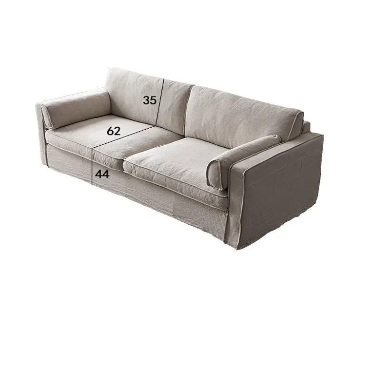 

Wabi Sand Cream Wind Removable Sofa Nordic Simple Small Apartment Living Room Homestay Linen Fabric Three-person Sofa