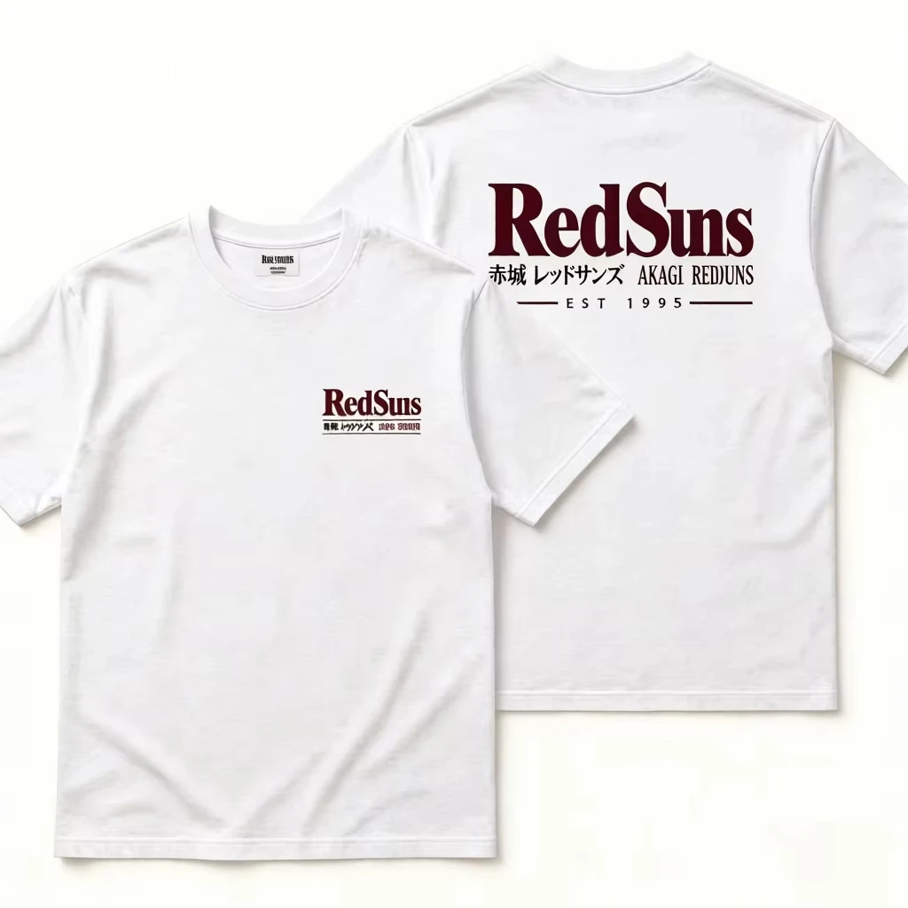 Men's Youth Pure Cotton Short-Sleeved T-Shirt Japanese JDM Initial D Akagi REDSUNS Design for All Four Seasons 2026