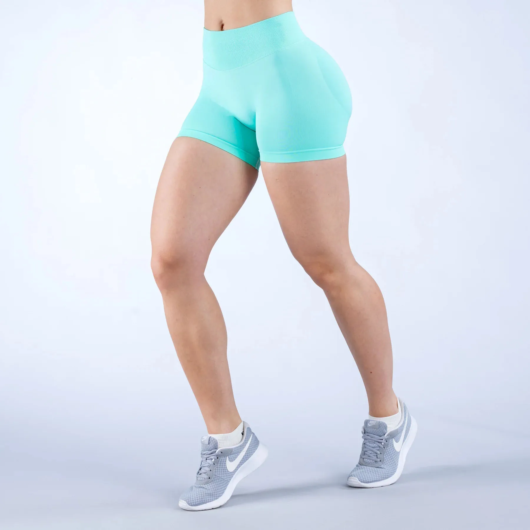 Seamless Booty Yoga Shorts for Women, Quick Drying Solid Fitness Workout Tights with Scrunch Design image 2