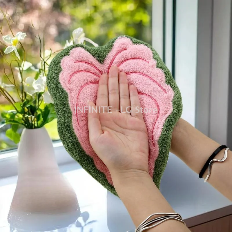 Hanging Type Kitchen Bathroom Portable Towel Rag Water Suction Cleaning Plant Handkerchief Towels Plant Leaf Hand Towel