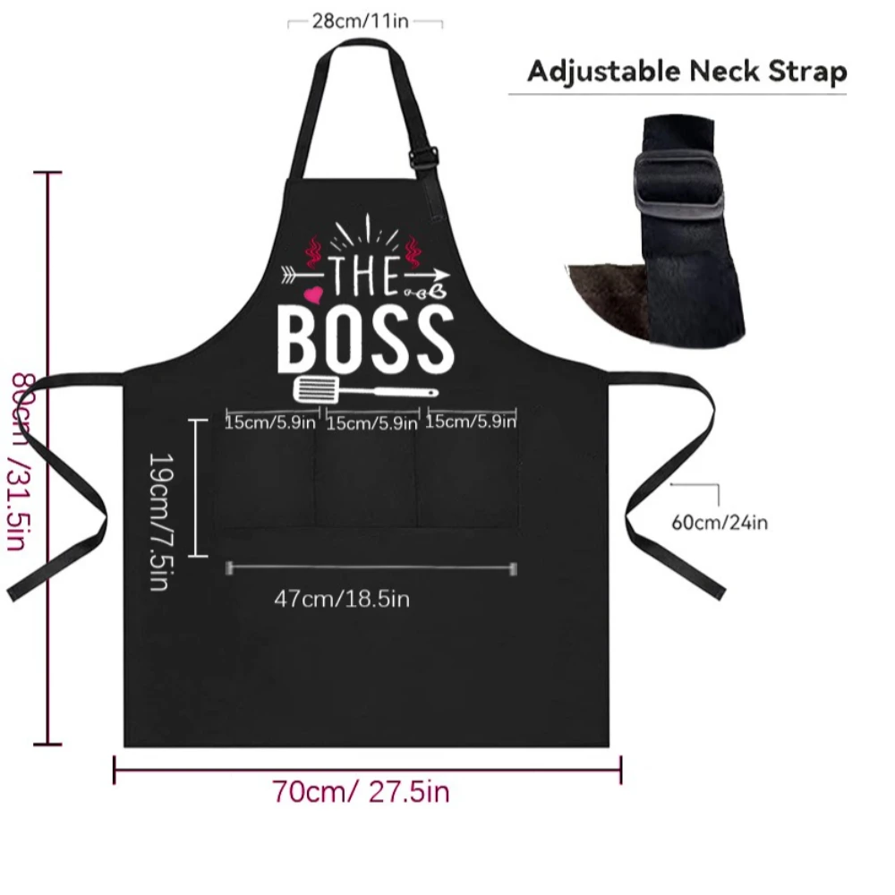2Pcs/Set Funny Aprons for Couple The Boss & The Real Boss Kitchen Aprons Set for Baking Cooking Birthday Wedding Engagement Gift