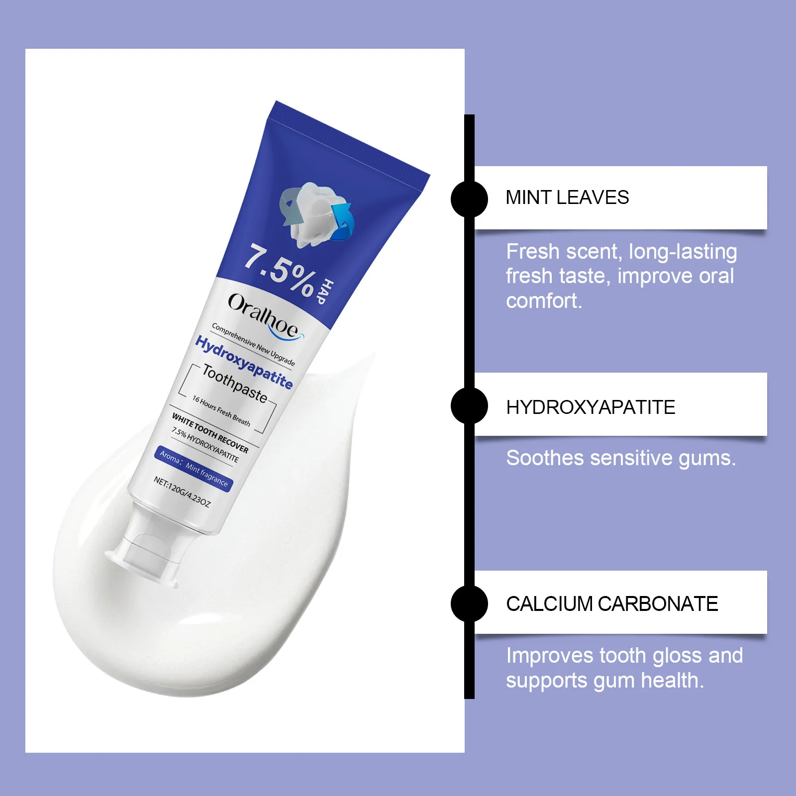 Pasta de dientes blanqueadora para eliminar la placa Dental, sarro, calma las encías sensibles, refrescar la higiene bucal, limpieza, cuidado blanqueador de dientes