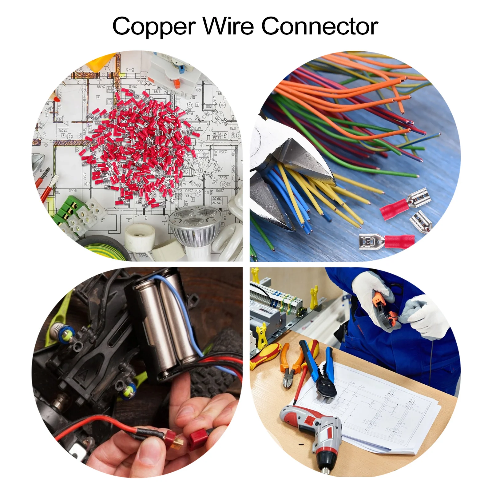 

200Pcs Female Cold-Pressed Crimp Terminals Insulated Wire Connectors Spade Connector Electrical Wiring Repair Tool