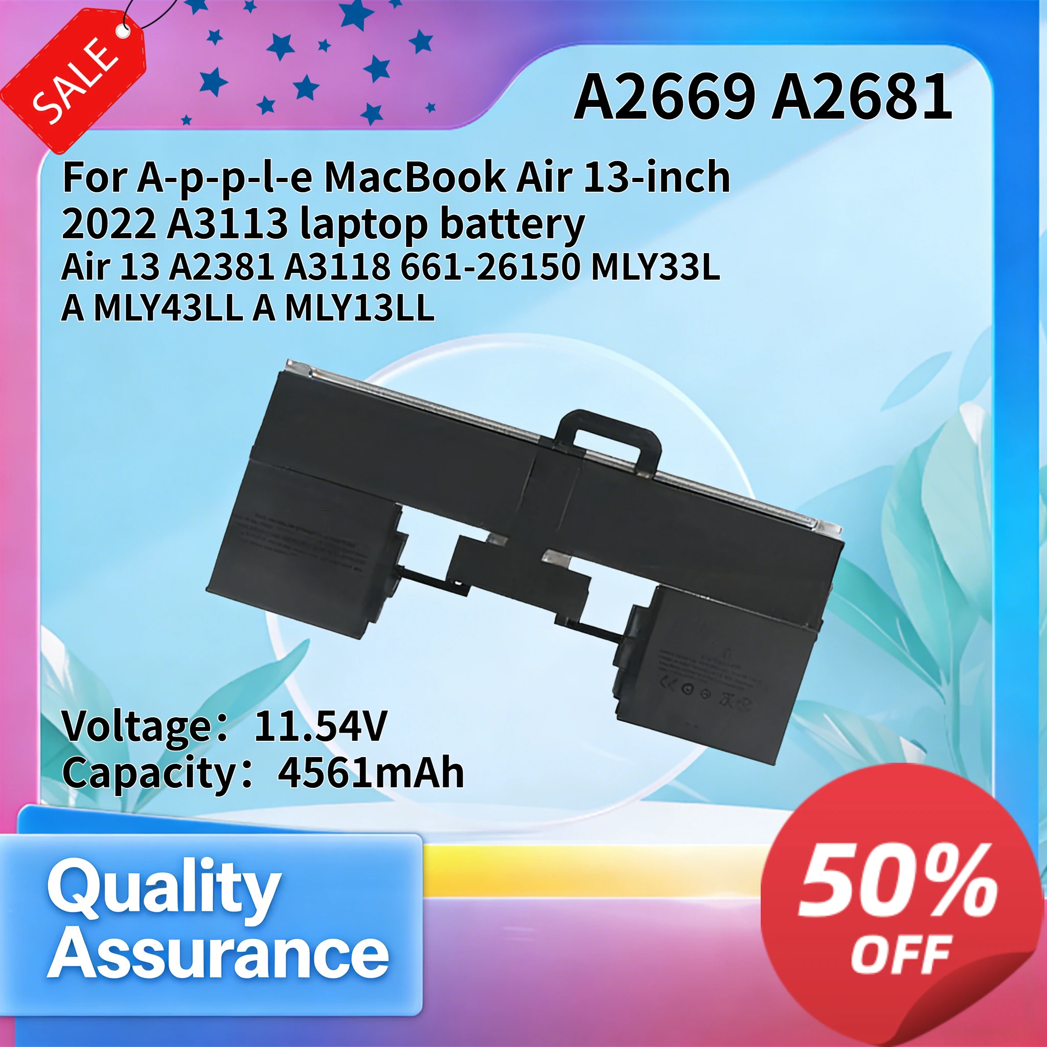 

high quality 4561mAh Compatible with A-p-p-l-e Mac Book Air 13-inch 2022 A3113 laptop battery A2669 A2681