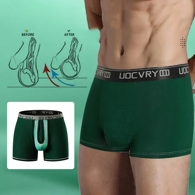 Man Big Dick Boxers Testis Support Crotch Design Underwear Penis Pouch Briefs Cure Varicocele Improve Sex Ability Sexy Lingerie