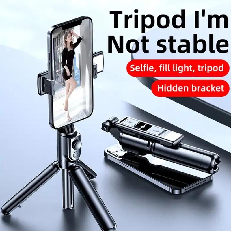 Portable Wireless Bluetooth-Compatible Selfie Stick MobilePhone Holder Handle Retractable Multifunctional Tripod For IOS Android