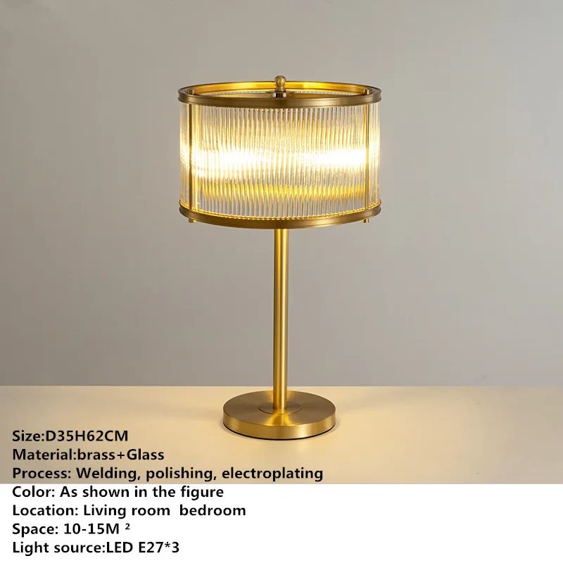 BELLE Nordic Brass Table Lamp Modern Luxurious Living Room Bedroom Study LED Originality  Desk Light