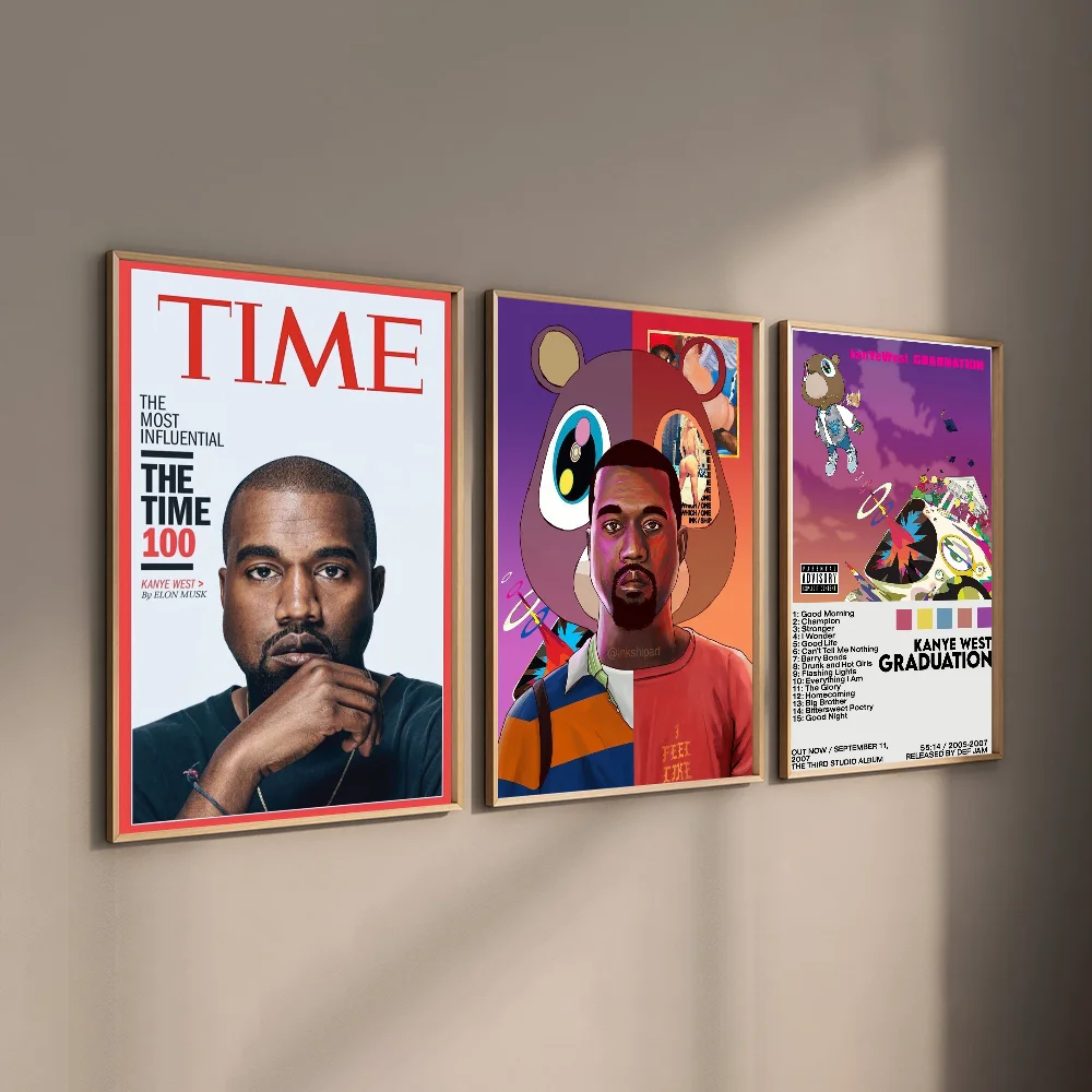 Pop Rapper K-Kanye West Music Album Poster HD art sticky wall waterproof home living room bar decoration