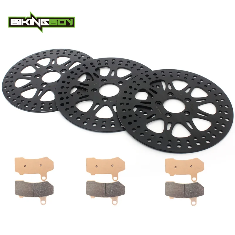 BIKINGBOY FLHT Electra Glide 08 09 10 21 22 FLHTC 08-12 FLHTCU 08-13 FLHTK 10-13 FLHX 08-13 Front Rear Brake Rotors Discs Pads