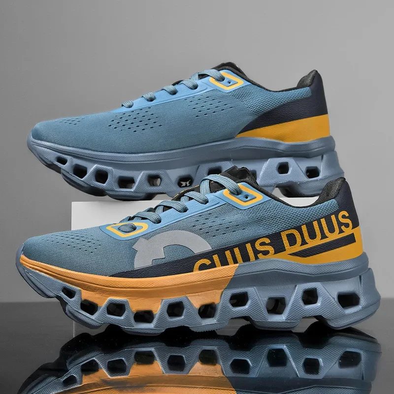 2026 New Spring Summer Men's Flying Woven Running Shoes Breathable Mesh Cushioning Marathon Sneakers Lightweight Athletic Sports