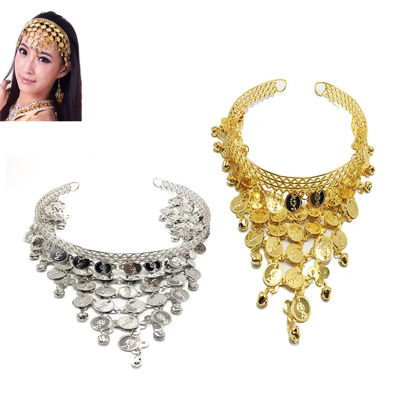 Women Belly Dance Accessories Costume Dancing Coin Sequins Hair Band Headbands