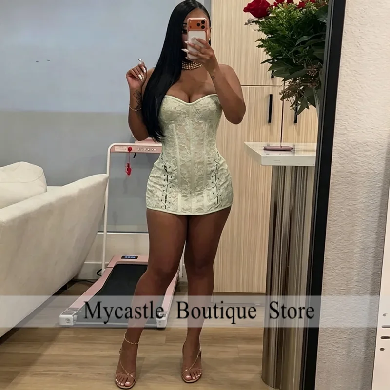 Bulk Items Wholesale Lots Sexy Strapless Dresses for Women Party Summer Fashion Lace Patchwork Slim Mini Dress Y2k B16833