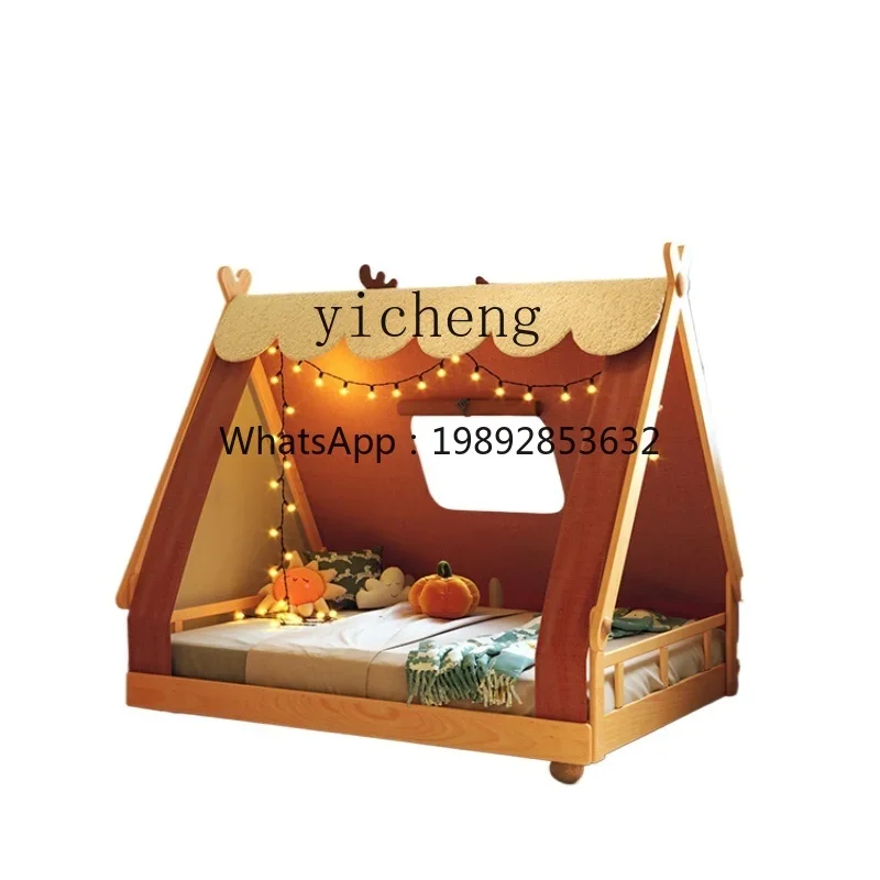 Nordic Solid Wood Boy Wooden House Bed Tent Bed Tree House Single Bed