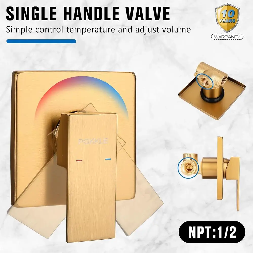 طقم حواف دش مكون من 10 أربعة من الفولاذ المقاوم للصدأ مع رأس نظيف باللمس ولمسة نهائية ذهبية مصقولة