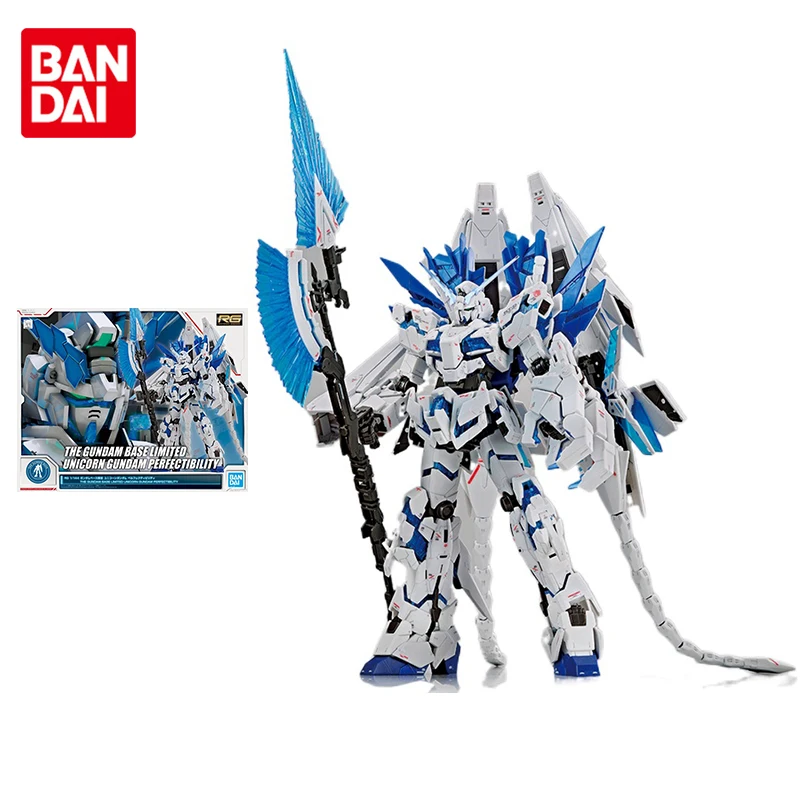 Bandai Gundam Model Kit Anime Figure RG 1/144 BASE LIMITED UNICORN GUNDAM PERFECTIBILITY Action Toy Figure Toys for Children