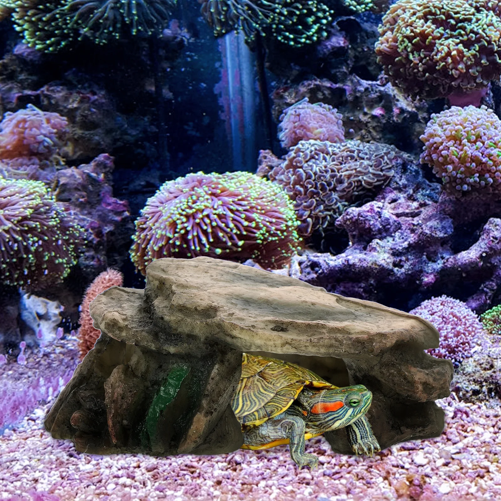 

Resin Reptile Turtle Cave Shelter Stable Hermit Miniature Landscape Terrarium Accessory Pet Breeding Place Reptile Shelter