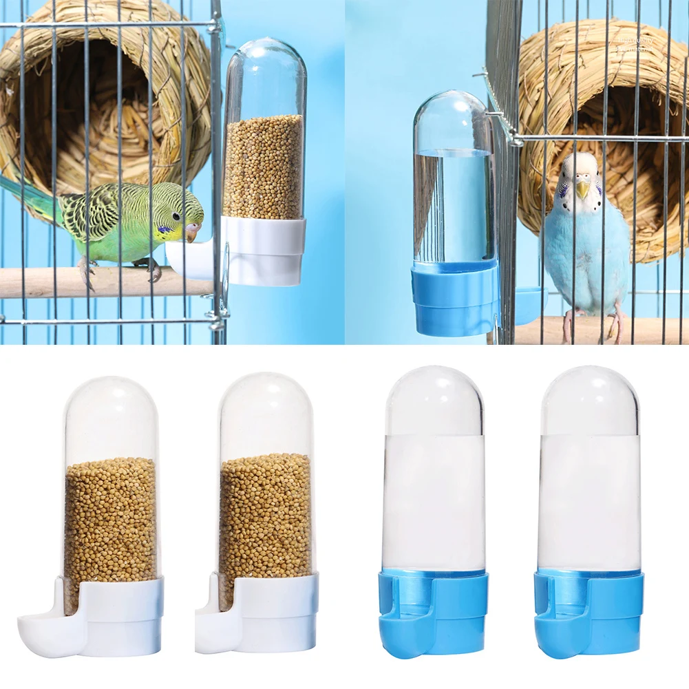 2Pcs Bird Water Drinker Feeder Waterer with Clip Pet Bird Supplies Dispenser Bottle Drinking Cup Bowls For Pet Parrot Cage