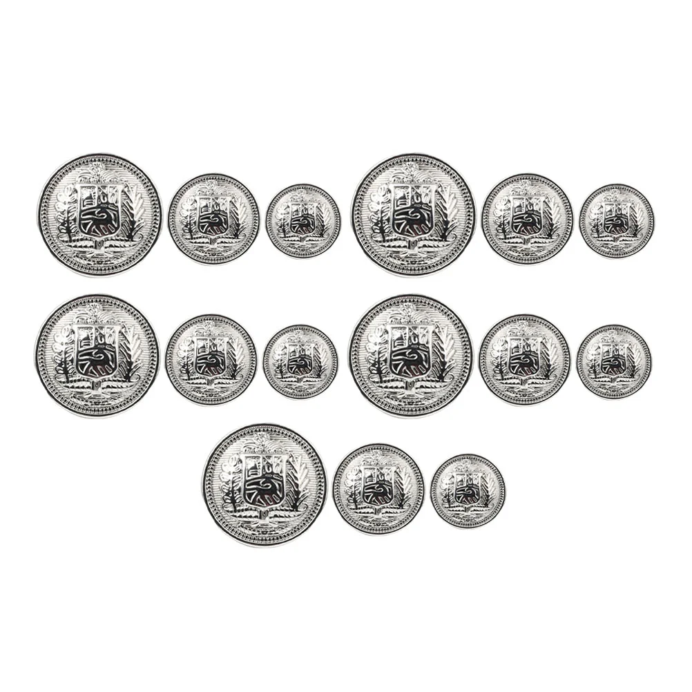 30 Pcs Metal Buttons Shield Pattern Clothes Fasteners Coat Zinc Alloy Windbreaker