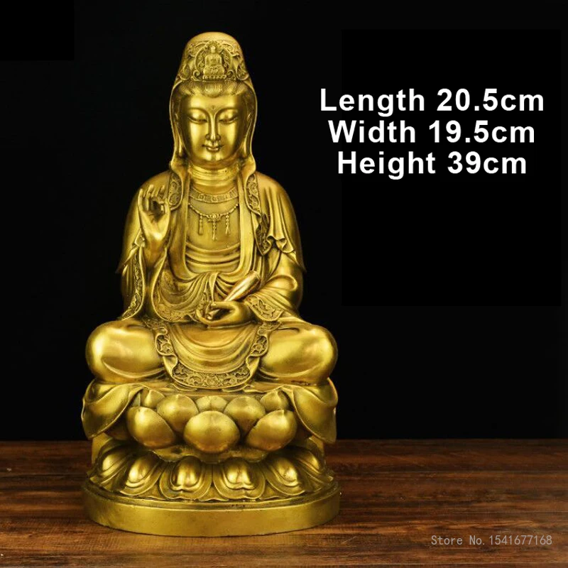 

Brass Guanyin Bodhisattva Buddha Sculpture, Creative, Home Bedroom Office Decor, Sitting Lotus Avalokitesvara Buddha Statue, 1Pc