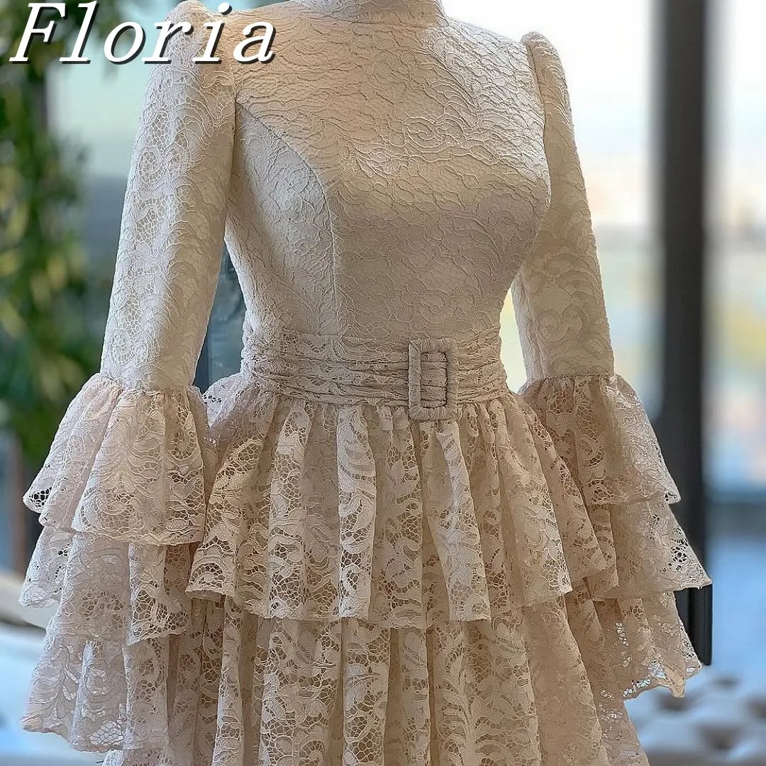 Elegant มุสลิมลูกไม้อย่างเป็นทางการชุดราตรีสําหรับเด็กชุดแขนยาว Mermaid Maxi พรหมชุด Robe Soiree Jaune