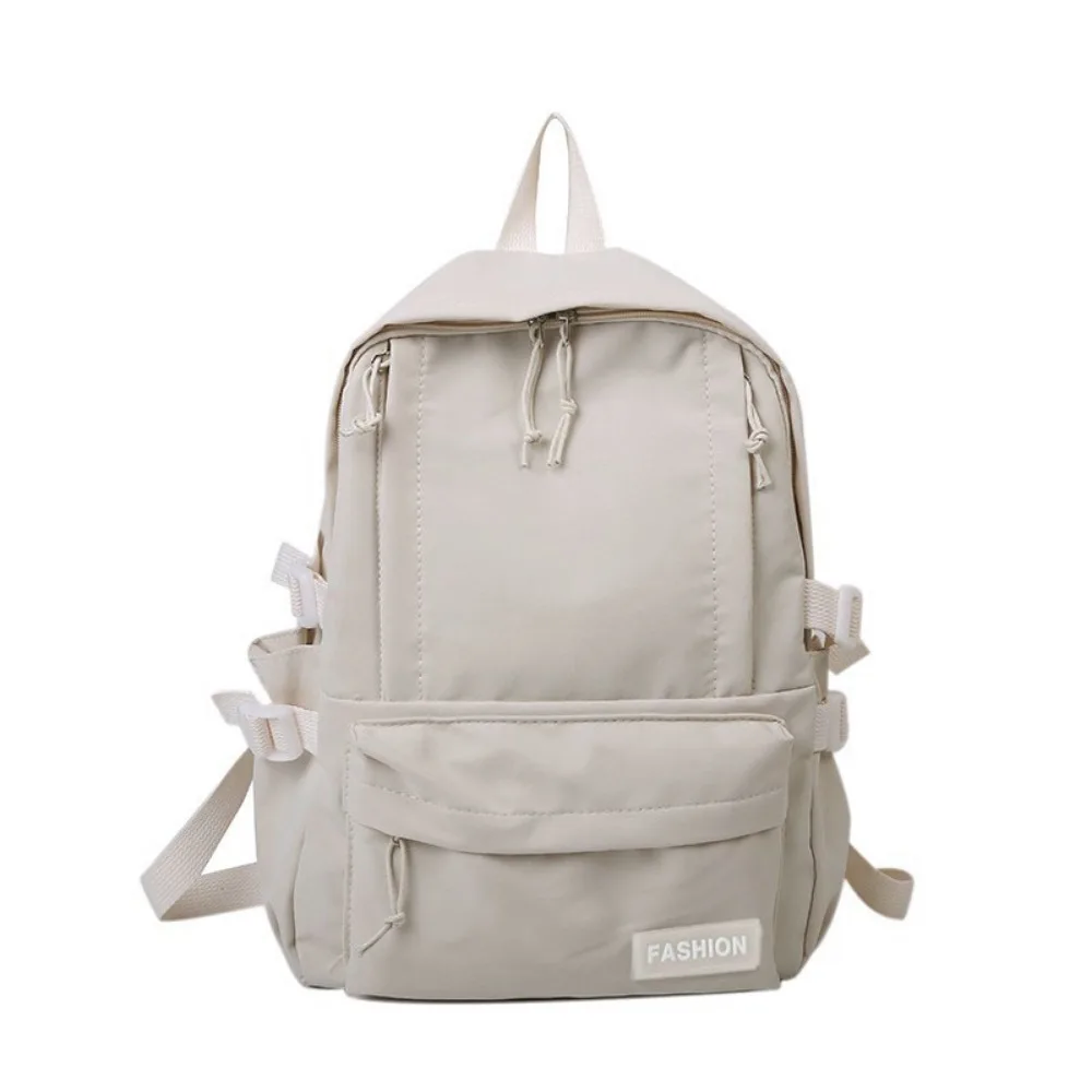 

Fashion Solid Color School Bag Multi Pockets Lightweight Solid Color Backpack Casual Design Sweet Style Travel Backpack Student